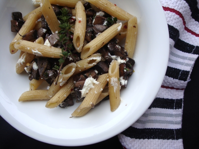 Portobello and Goat Cheese Penne | With Meyer Lemon and Thyme